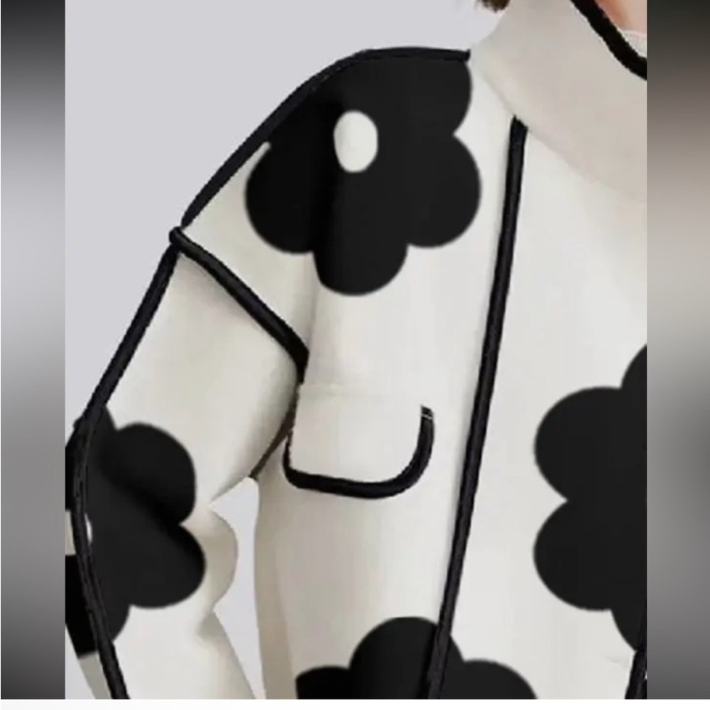 Floral Black and White Women's Jacket - Picture 2 of 5